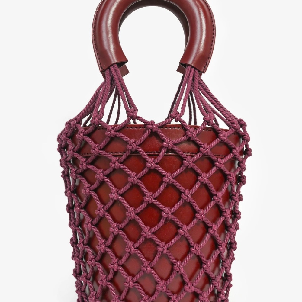 STAUD Moreau Burgundy Mini Bucket Bag